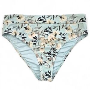 NWT CIKADA Australia Women's Bikini Bottom Light Blue Cream Floral Size 8